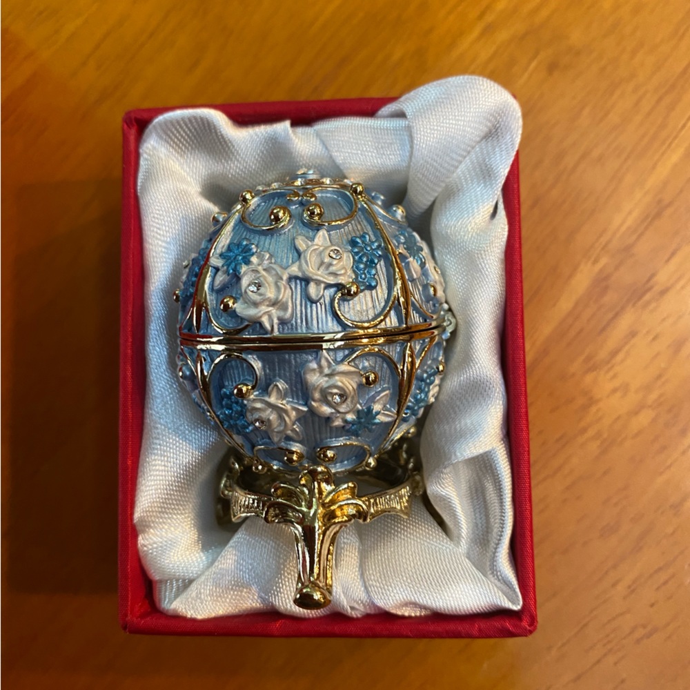 Fabrege Style Egg Trinket Box NIB